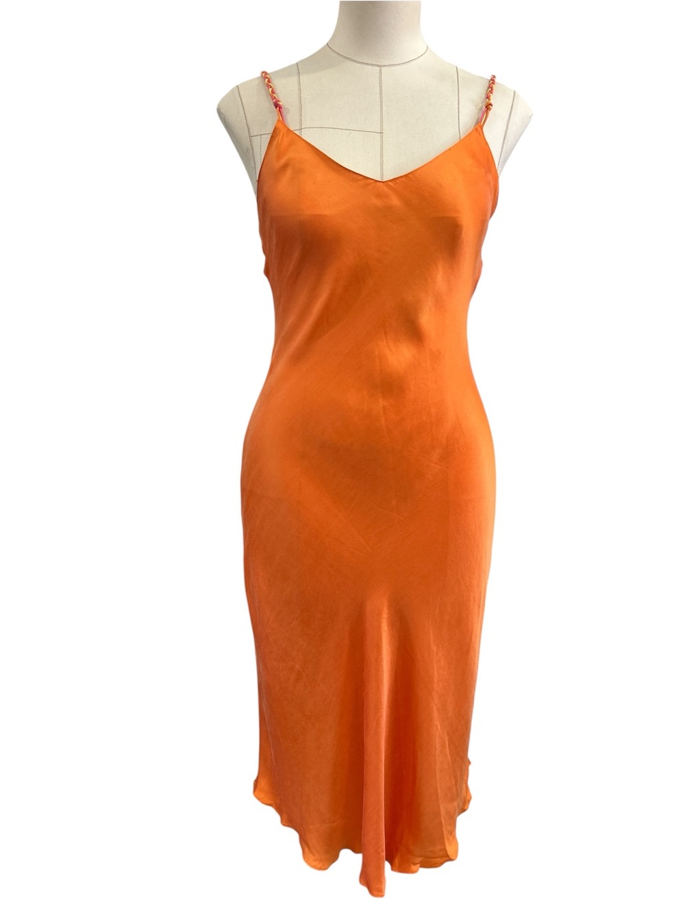 90’s Diane Gilman silk bias cut slip dress burnt orange size Small